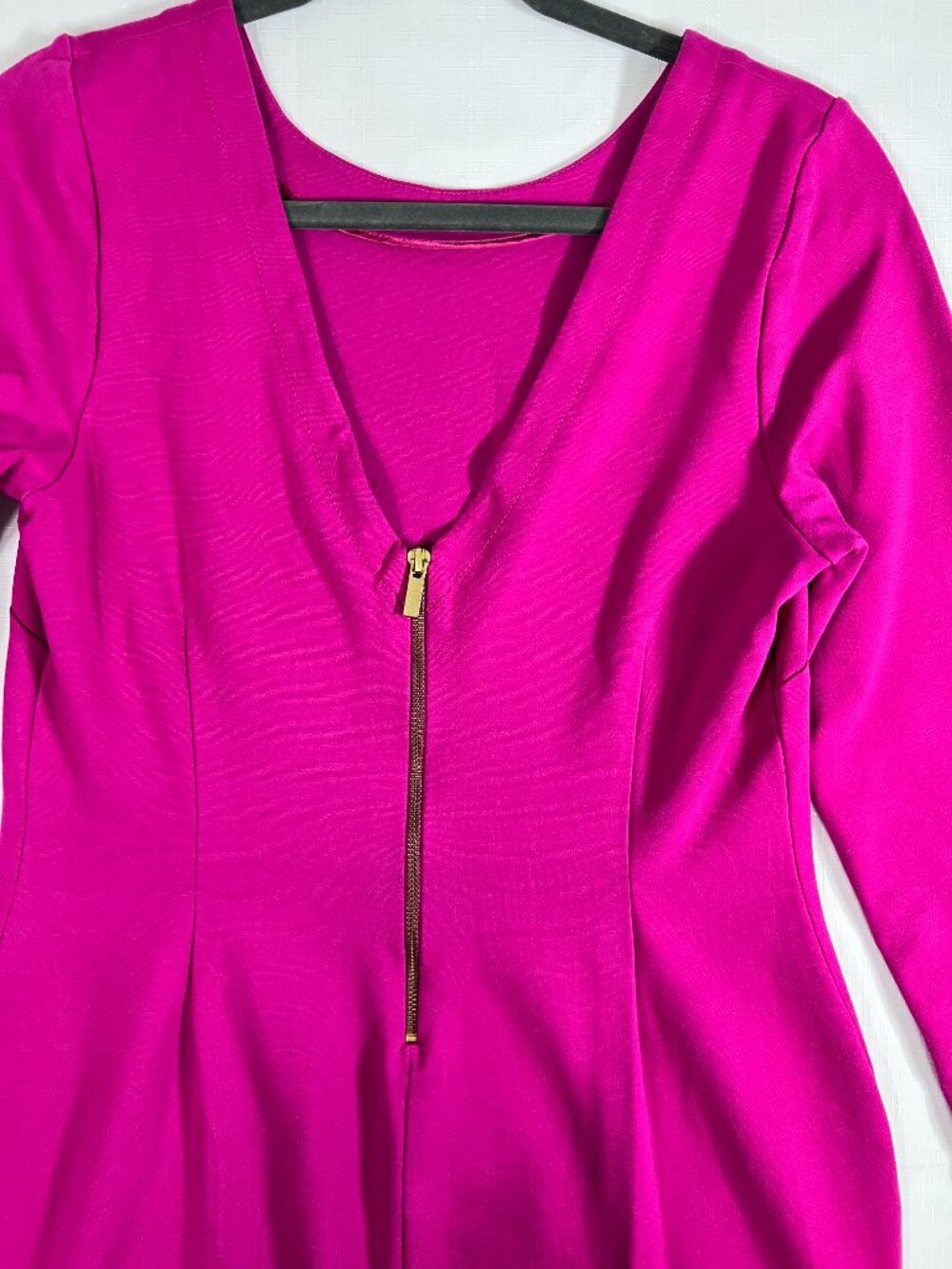 Banana Republic Fuchsia Sheath Work Party Dress Size 12 Back Zip Long Sleeve - Picture 4 of 12